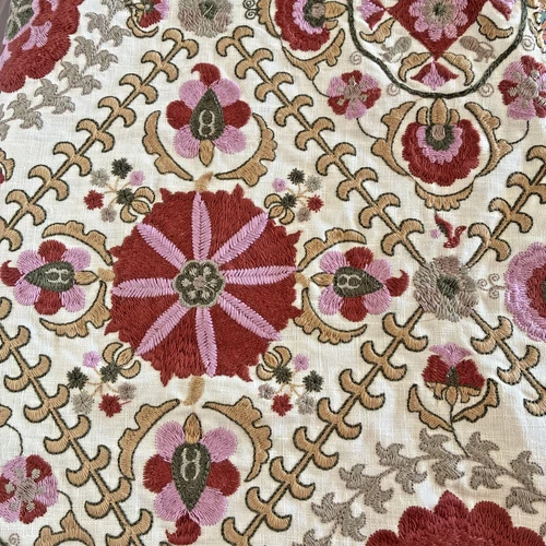 Avinash Embroidered Floral Fabric Chain-Stitch Quilts Crafts Handbag Pillows - product listing photo