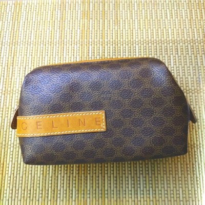Celine Macadam Pattern Cosmetic Pouch Accessory Bag Used Japan