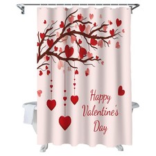 Waterproof Valentine's Day Shower Curtain with Heart Design 72x72 Inch
