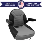 Universal Suspension Seat with Armrests Fits Tractor Forklift Lawn Mower Gray