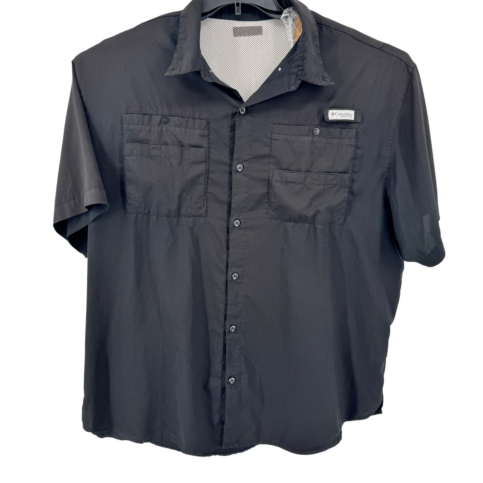 Columbia Fishing Shirt Mens XXL Tamiami PFG Black Short Sleeve Omni-Shade Vented