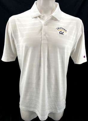 NEW California Golden Bears cal Champion White Striped Collar Polo Shirt Men's L