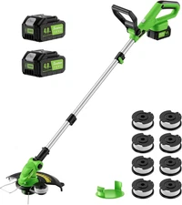 20V 12" Cordless String Trimmer with 2 X 4.0Ah Battery and Charger, Electric Gra