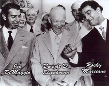 8x10 Photo of Joe DiMaggio, President Dwight  Eisenhower and Rocky Marciano