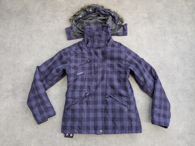 Surfanic Jacket Womens Small Check Waterproof Ski Snowboard Coat Faux Fur Hood S