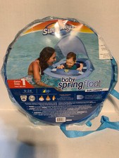 SwimWays Baby Spring Float With Sun Canopy 50 UPF 9-24 Months Swim Step 1 BLUE