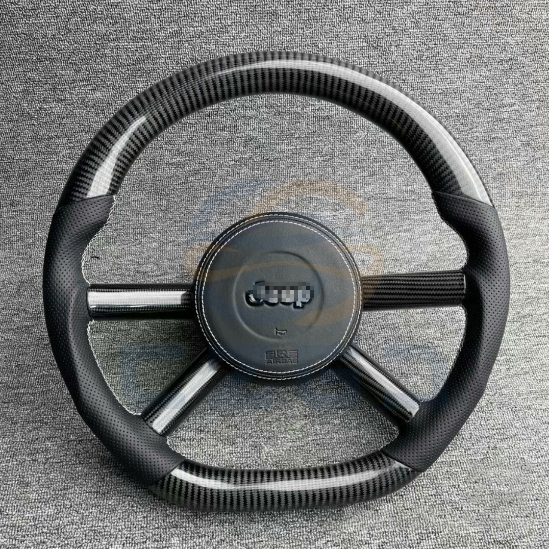 Custom Carbon Fiber Napa Leather Steering Wheel For Jeep Wrangler