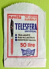 BUSTINA PUBBLICITARIA *TELESFERA UNIVERSAL PENNA A SFERA*ANNI 60- VUOTA,R@R@