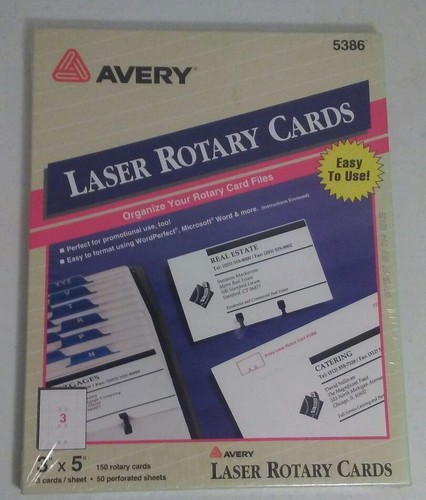 Avery 3 x 5" Laser Rotary Cards #5386 50 Perforated Sheets 150 Cards ...