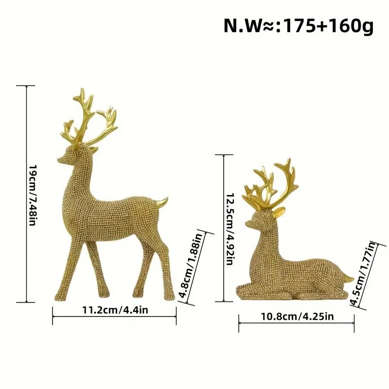 Rentier Ornament Harz Großes Geweih Hirsch Home Skulptur Statue Kunst Tier Figur - Bild 4 von 4