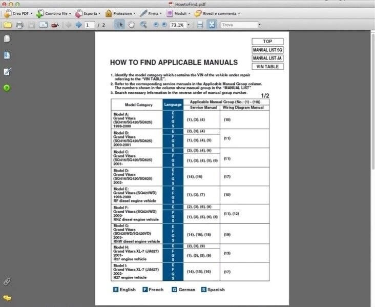 Suzuki Grand Vitara ('98-2005) manuale officina su Cd - Immagine 2 di 4