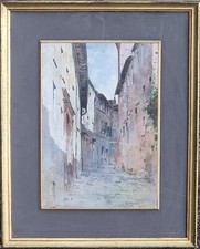 Giovanni Agnese (Milano  1891-Torino ?) Via della vecchia Saluzzo ?), acquerello