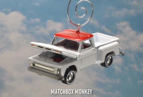 White '65 Chevy C-10 Stepside Chevrolet Pickup Truck Christmas Ornament Adorno - Picture 2 of 15