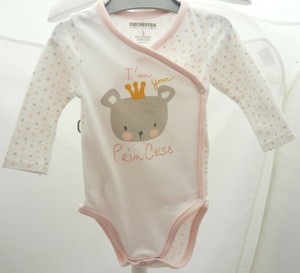 Orchestra body blanc et rose motif ours avec couronne étoiles bébé 3 mois