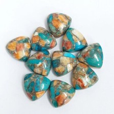  WHOLESALE SPINY OYSTER COPPER TURQUOISE CABOCHON TRILLION SHAPE LOOSE GEMSTONE