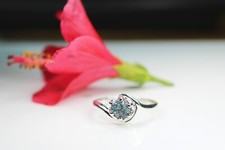 1.64ct Natural Blue Rough Raw Diamond Engagement Ring, Diamond 925 Silver Ring