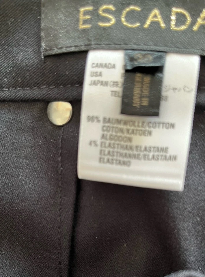 ESCADA Black Label Lace Up Navy Stretch Cotton Straight Leg Pants Slacks 38 US 8 - Image 2 of 4