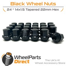 Wheel Nuts (24) 14x1.5 Black for Chevrolet Tahoe [Mk4] 14-20 on Original Wheels