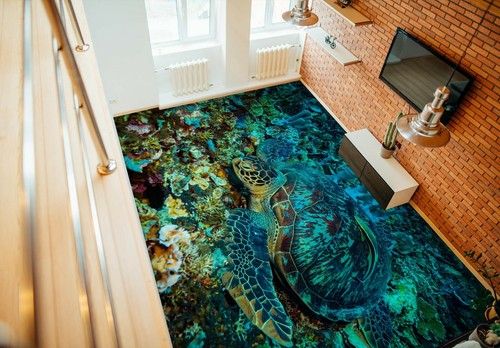 3D Sea Turtle 57RAI62 Floor WallPaper Murals Wall Print Decal AJ WALL Fay - Picture 2 of 5