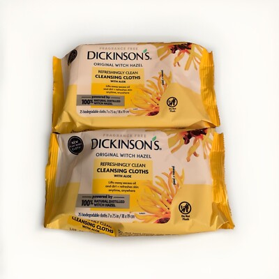 (2) Dickinson's Original Witch Hazel Cleansing Cloths with Aloe 25 Ct