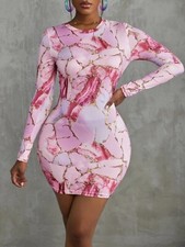 Sexy Pretty In Pink Marble Print Dress Size S