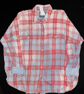 NEW AE American Eagle Go Big Oversize Beach Flannel shirt cover Up Pool To Party