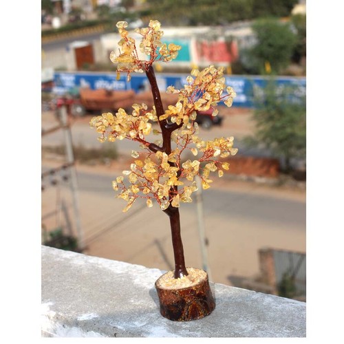 Lemon Citrine Crystals 300+ Copper Branches Bonsai Money Tree Decor 10.5" JW - Picture 2 of 5