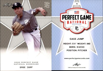 GAGE JUMP 2020 LEAF PERFECT GAME NATIONAL SHOWCASE ROOKIE CARD #41