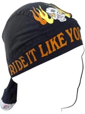 Ride It Like You Stole It Skull Doo Rag Flydanna Biker Durag Head Wrap Skull Cap