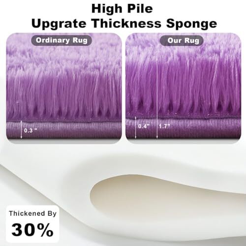 Rug for Girls Bedroom, 9x12 Fluffy Area Rugs for Kids 9×12 Feet Purple - Picture 2 of 6