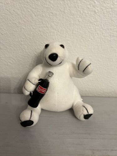 COCA COLA BÄR WEISS STOFFTIER PLÜSCHBÄR MIT MINI KUNSTSTOFF KOKSFLASCHE (GEBRAUCHT) - Bild 12 von 12