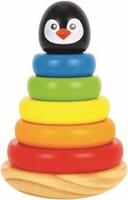TOOKYLAND Wooden Penguin Wobble Stacker - 7pcs Stacking Tower Toy, Ages 12m 