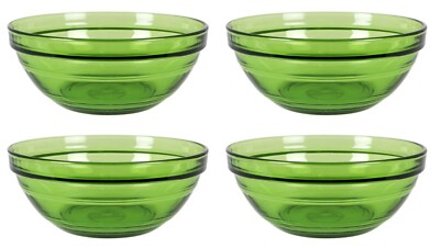 4x Duralex Grün Glas 970ML / 17cm Pasta Suppe Salat Schüssel Stapelbar