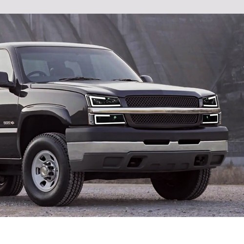 Fit For 2003-2007 Silverado Clear Reflector Black Housing LED DRL Bar Headlights - Bild 3 von 12