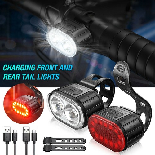 LED Mountain Bike Lights Bicycle Torch Front and Rear Lamp USB Rechargeable AU