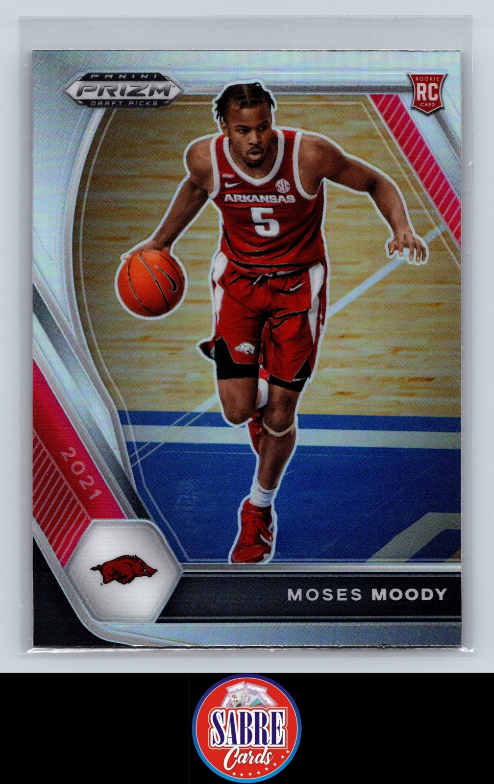 2021 Prizm Draft Picks Moses Moody Silver Arkansas Razorback Prizm No.11