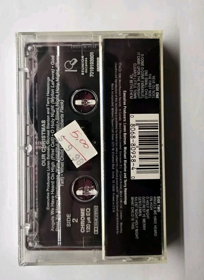 Our Christmas (Cassette, 1990, Word) Kim Hill Sandi Patty Amy Grant Russ Taff - Image 2 of 2