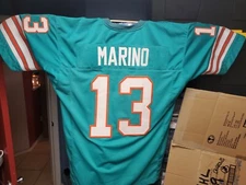 Dan Marino Jersey Aqua Miami Dolphins Custom Sewn Stitched Sz XL 34"long 26"wide