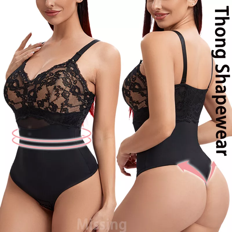 Women Thong Full Body Shaper Tummy Control Shapewear Slimming Lace Bodysuits