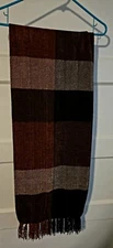 Scarf Brown Black Tan Fringe Approx. 66" X 13" Soft 
