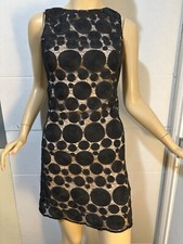Alice & Olivia black circular embroidered polka dot dress mesh preowned size 0