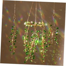 3 Pcs Crystal Suncatchers for Window Boho Decor Plant Sun Catchers Green