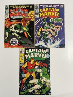 CAPTAIN MARVEL #2 VG+, 4 VG & 14 FINE+ Super Skrull Iron Man Sub-Mariner 1968