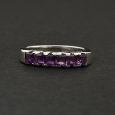 Natural Purple Amethyst Gemstone Women Band Ring 925 Sterling Silver Ring I675