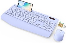 SABLUTE Wireless Keyboard and Mouse, Wrist Rest, Phone Holder, Batteries Incl...