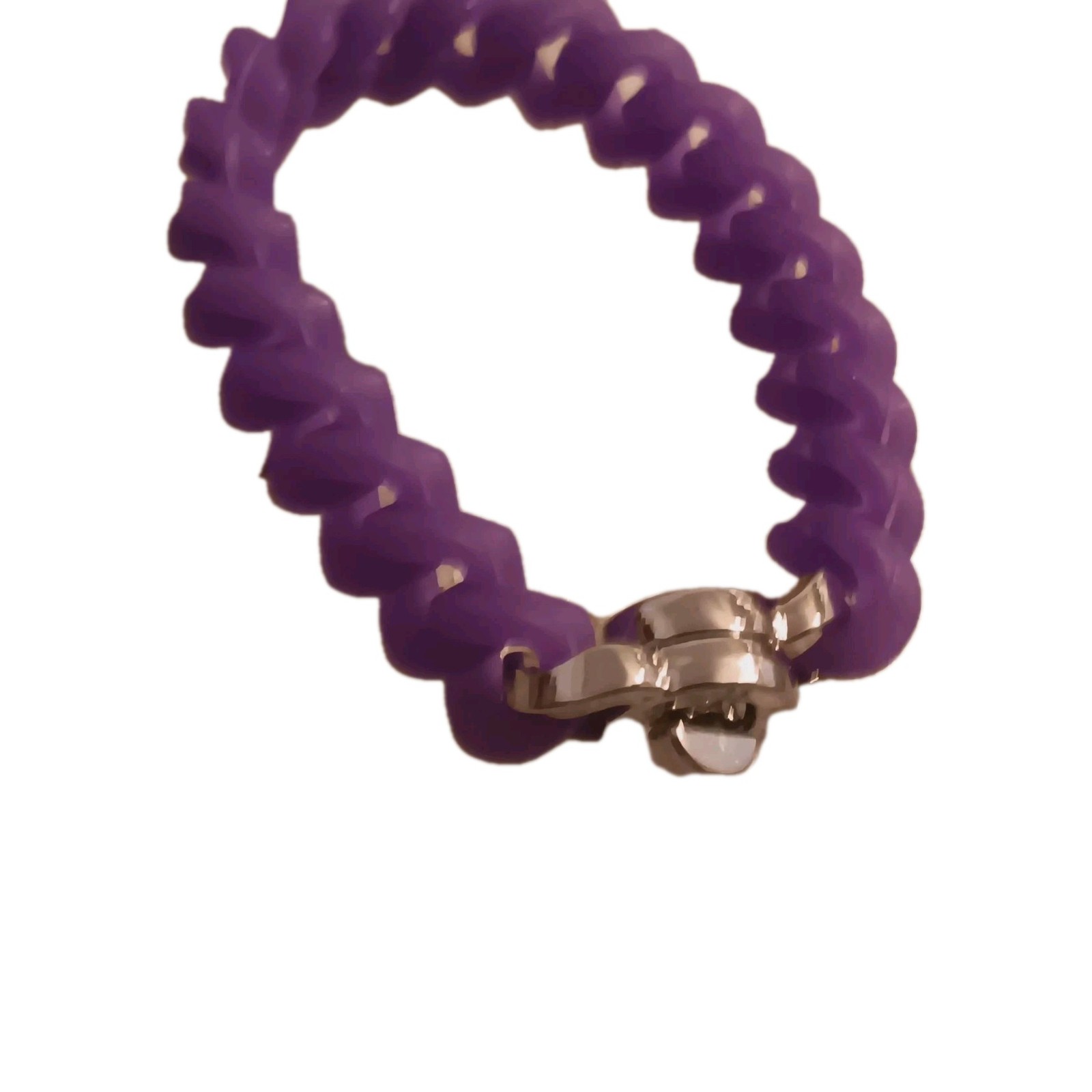 Rustic Cuff Purple Rubber Stretchable Bracelet Wi… - image 4