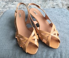 new Miu Miu shoes women 9. Nude Color Sling back Kitten Hill. Pattern Leather