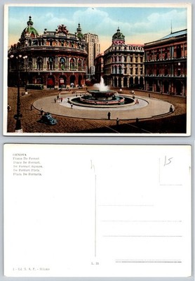 Genova Italy Piazza De Ferrari Fountain Vintage Postcard Ed. S.A.F. Milano