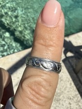 6mm scroll 10k White Gold Band, Size 6, Pre-o...
