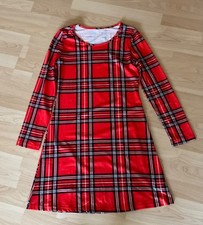 schönes Kleid rot schwarz weiß Karo kariert Langarm Gr S M 36 38 NEU
